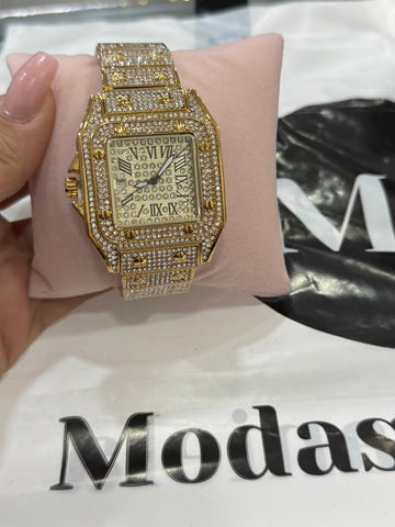 Reloj diamantes cuadrado