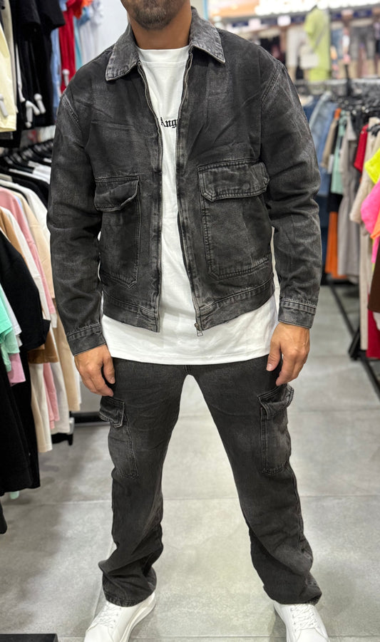 Conjunto vaquero ancho bolsillos