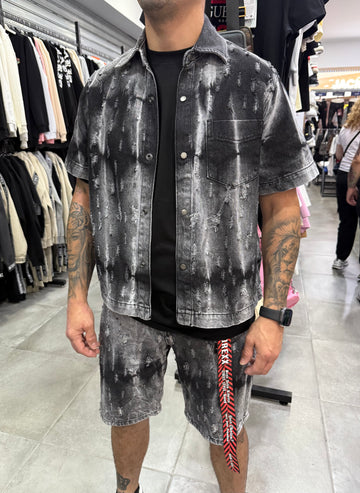 Conjunto vaquero negro roto