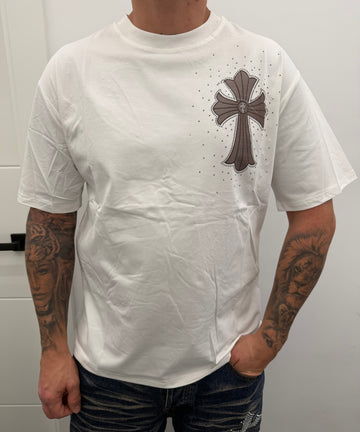 Camiseta cruz ancha brillo