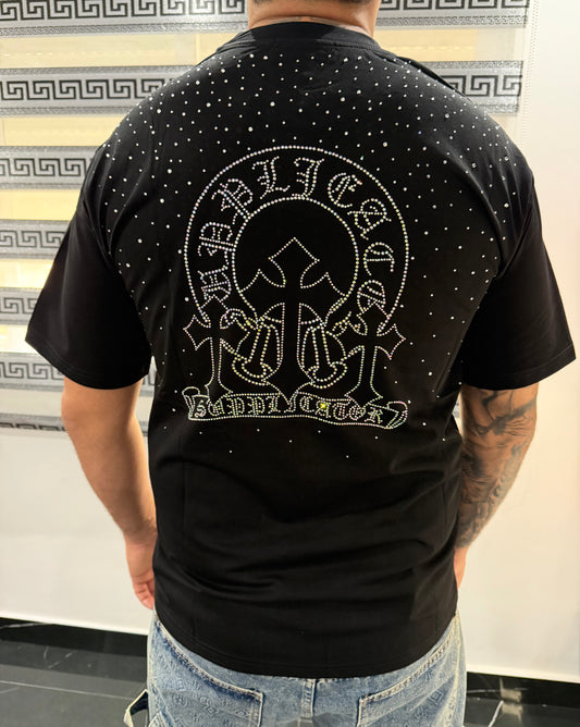 Camiseta brillos cruz