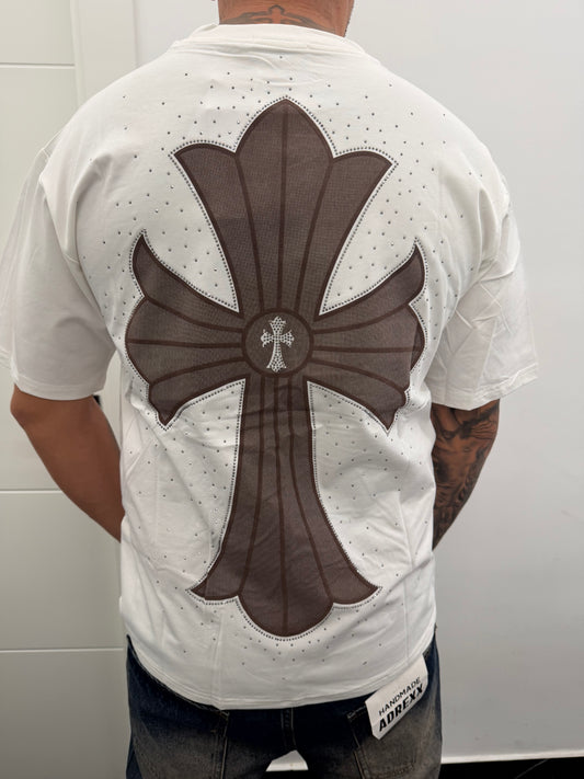 Camiseta cruz ancha brillo