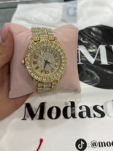 Reloj diamantes redondo