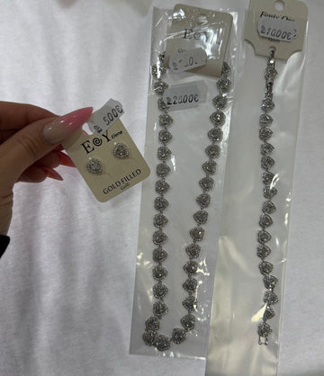 Conjunto corazones plata